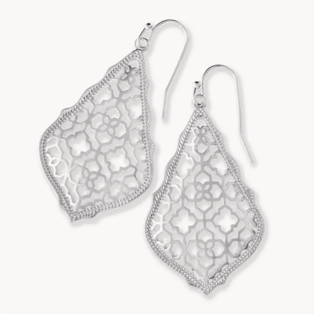 Addie Silver Drop Earrings in Silver Filigree Mix